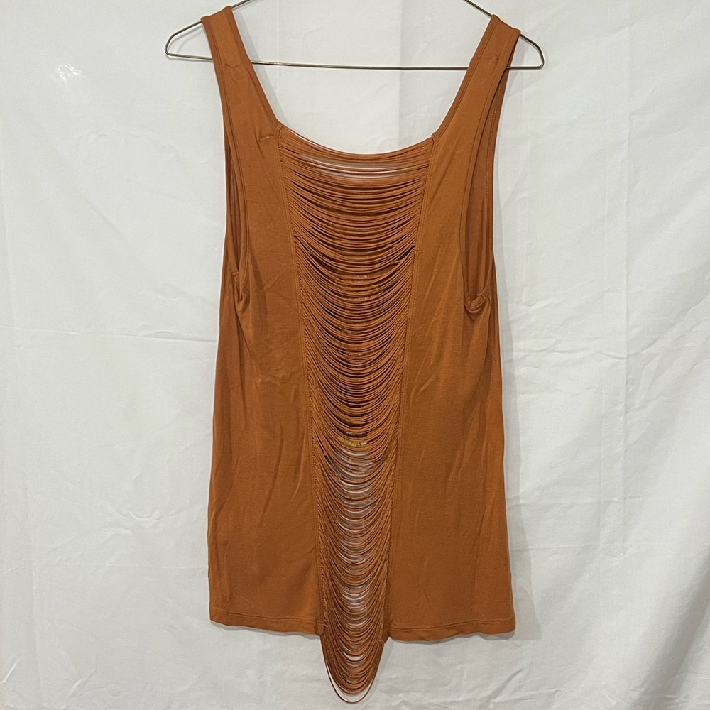 Decree High-Low Open Back Rust Orange Tank Top Medium - Picture 5 of 7